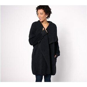 Bumblebella by Jill Martin Regular Sherpa Cascading Cardigan Black,5X